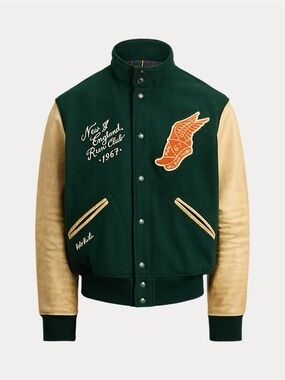 Polo Ralph Lauren Lined Varsity Inspired Jacket Winged Foot Logo Bomber Sz Large